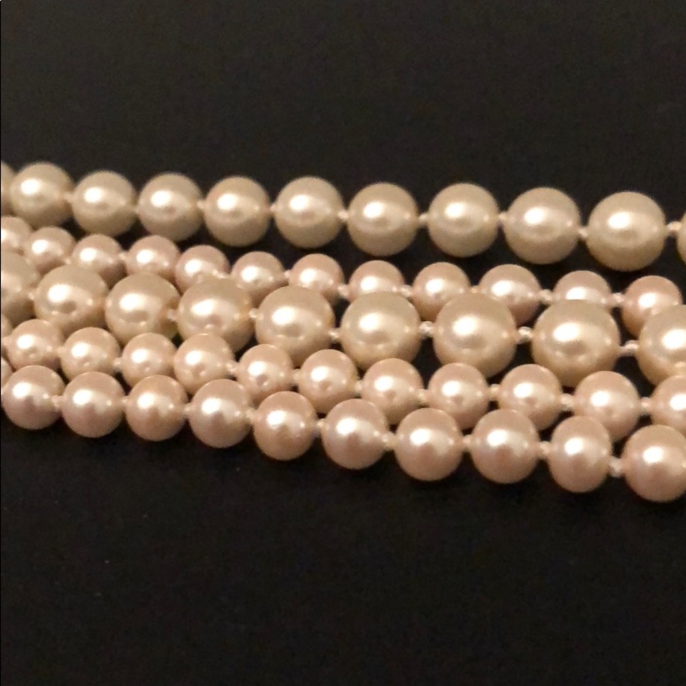 VINTAGE PEARL5 STRAND CREAMY IVORY NECKLACE - Picture 6 of 11